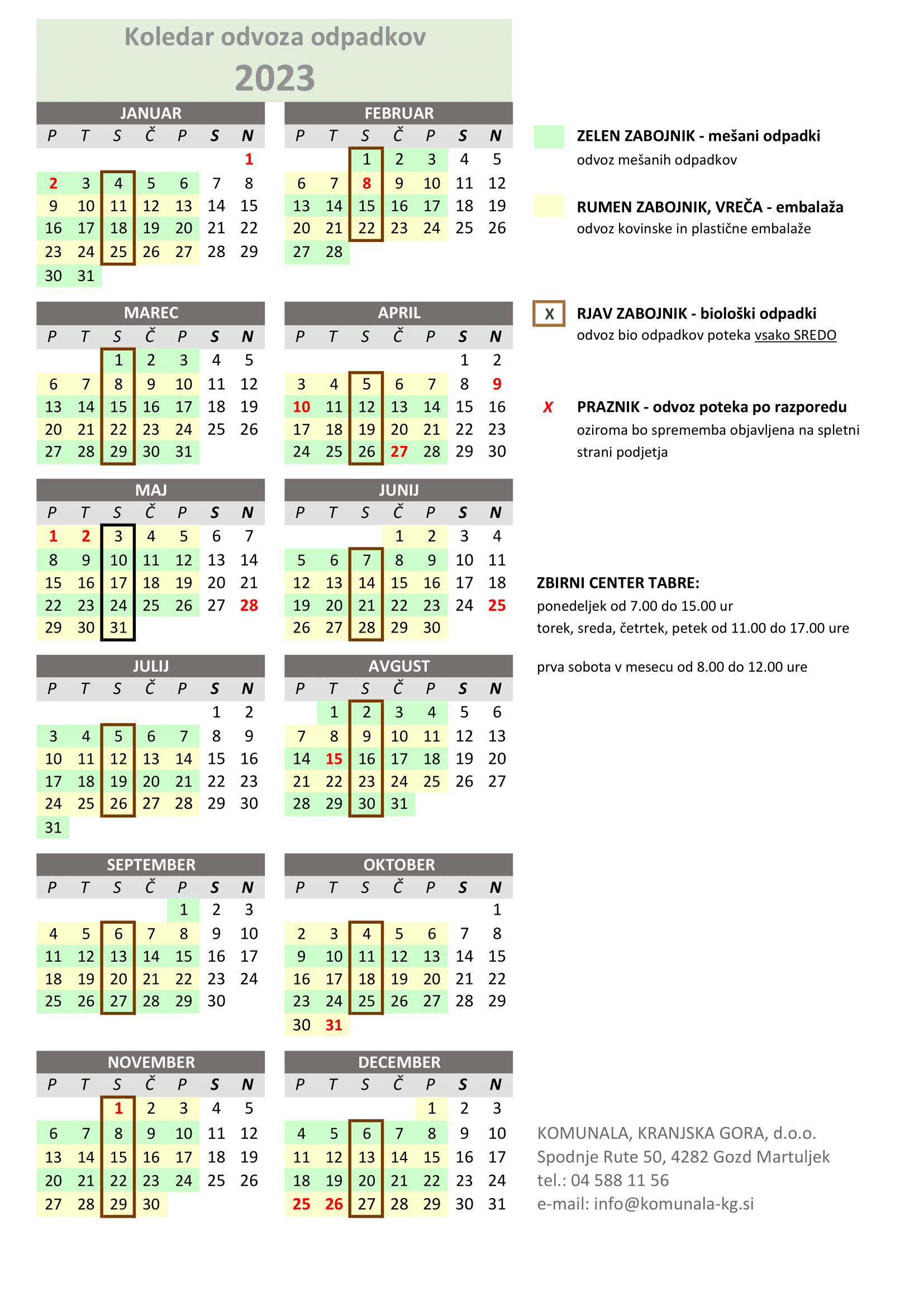 koledar 2023